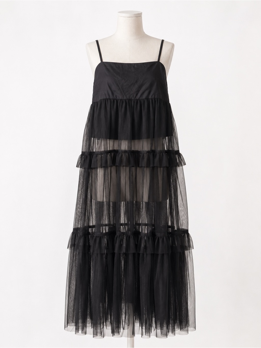 Maeve Anthropologie Black Sheer Tiered Tulle Maxi Dress Size S NWT - Picture 4 of 7